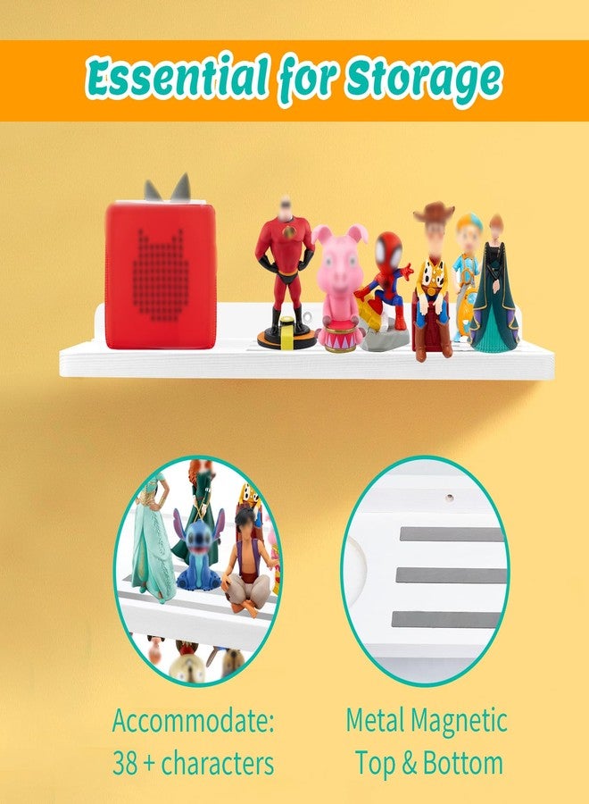 DigNew for Tonie Shelf Magnetic,for Tonie Storage Wall, Holds 38+ Characters Creative Magnetic Top & Back,Pinewood Floating Shelves for Wall,Dedicated Charging Slot for Tonebox,1 Tier - White Color - Image 4